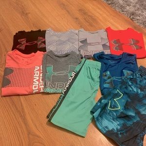 Lot of Boys UnderArmour shirts and shorts